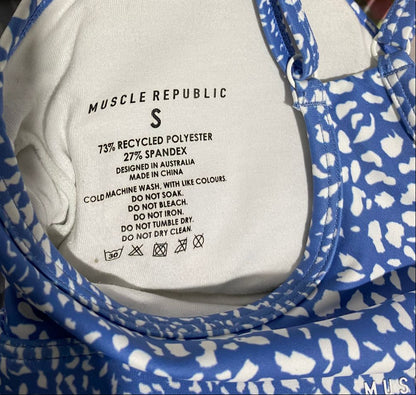 MUSCLE REPUBLIC|SMALL|BLUE AND WHITE SPECKLED ACTIVEWEAR SET (GAPFIT ECLIPSE PRINT)