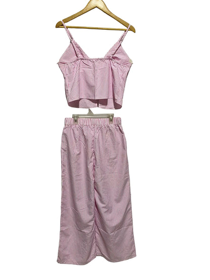 SHEIN| MEDIUM |PINK AND WHITE STRIPED TWO-PIECE SET