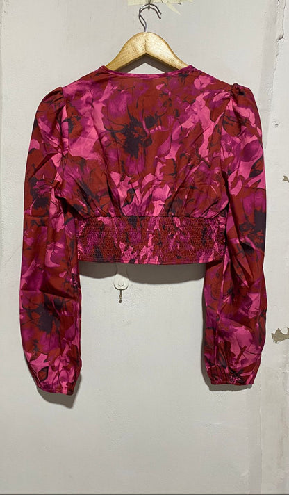 SHEIN |S|BUST 16|FLORAL PRINTED RUCHED CROP TOP