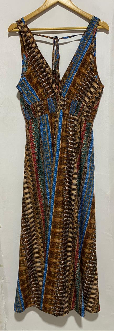 SHEIN |XL|BUST 17|MULTICOLOR AZTEC PRINT SLEEVELESS MIDI DRESS