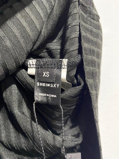 SHEIN SXY|XS|BUST 14|BLACK RIBBED SLEEVELESS MIDI DRESS