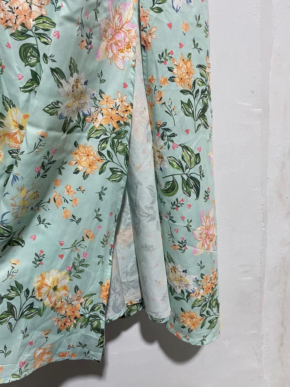 CIDER|XL|BUST 17|FLORAL PRINT SQUARE NECK MIDI DRESS