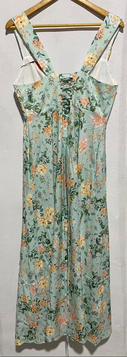 CIDER|XL|BUST 17|FLORAL PRINT SQUARE NECK MIDI DRESS