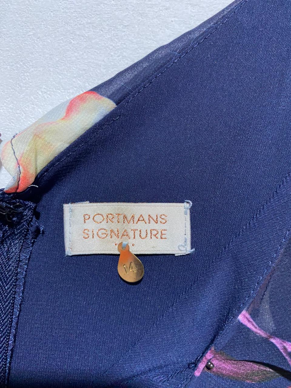 PORTMANS SIGNATURE|L|BUST 19|NAVY BLUE FLORAL PRINT WIDE-LEG JUMPSUIT