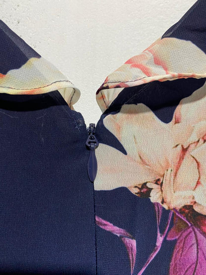 PORTMANS SIGNATURE|L|BUST 19|NAVY BLUE FLORAL PRINT WIDE-LEG JUMPSUIT