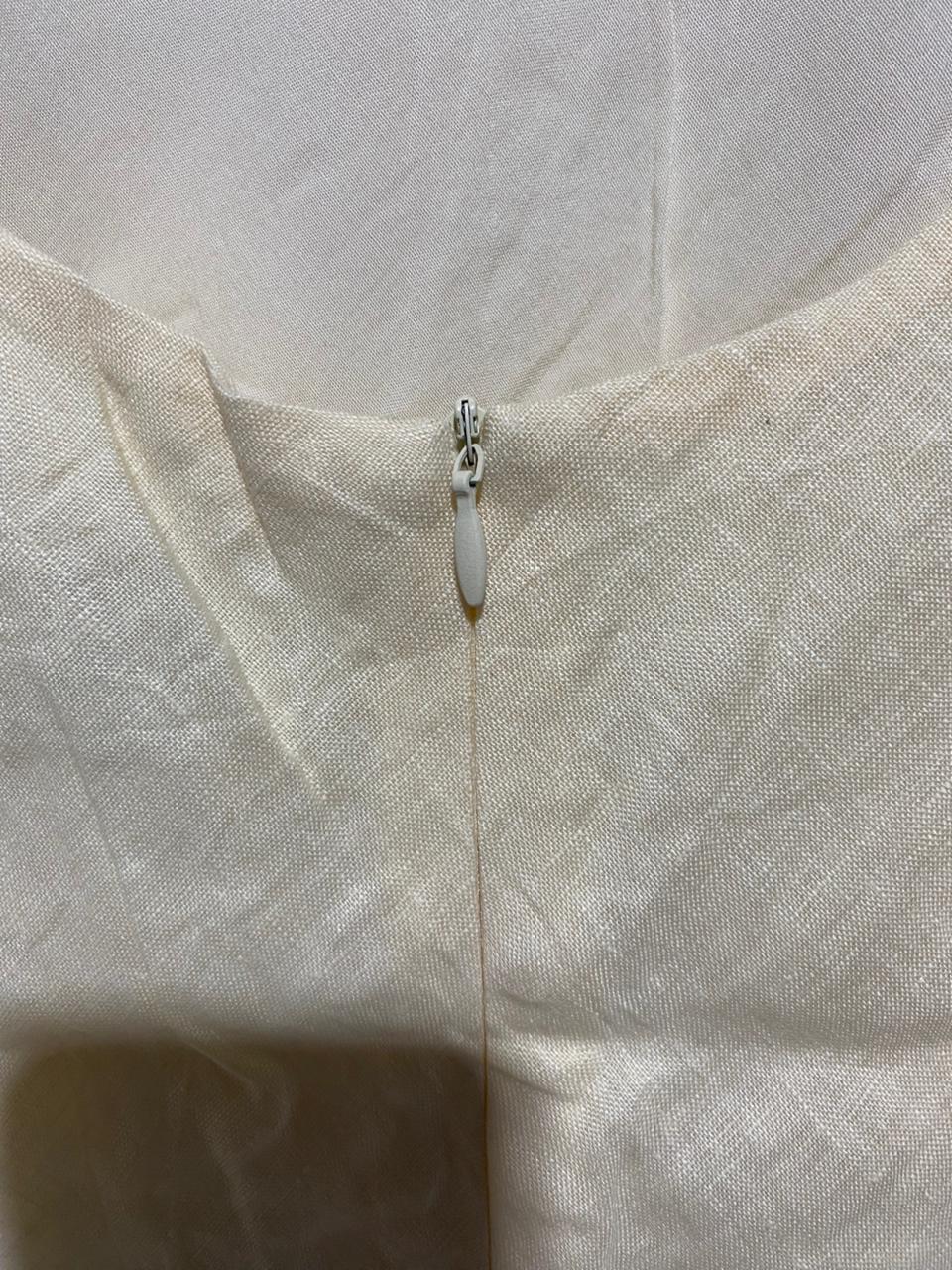 DISSH|S|BUST 14|BEIGE LINEN-BLEND SLEEVELESS MIDI DRESS