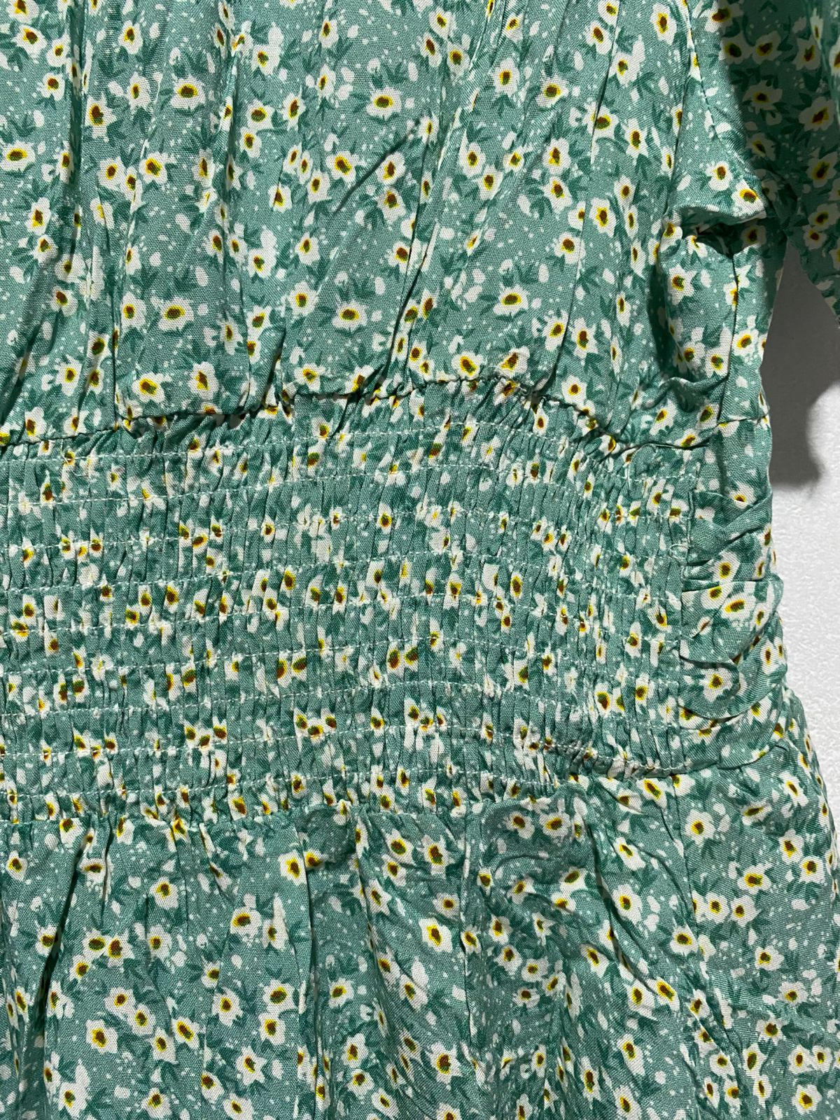 SHEIN|L|BUST 16|GREEN FLORAL V-NECK MIDI DRESS