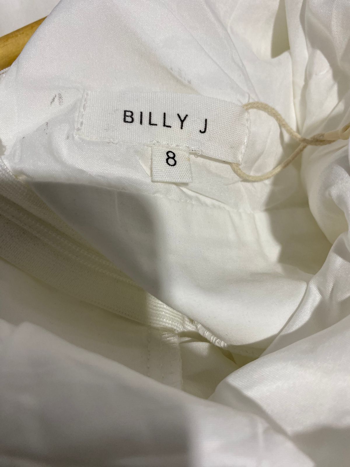 BILLY J |S|BUST 16|WHITE RUFFLED V-NECK MIDI DRESS