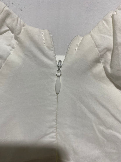 BILLY J |S|BUST 16|WHITE RUFFLED V-NECK MIDI DRESS