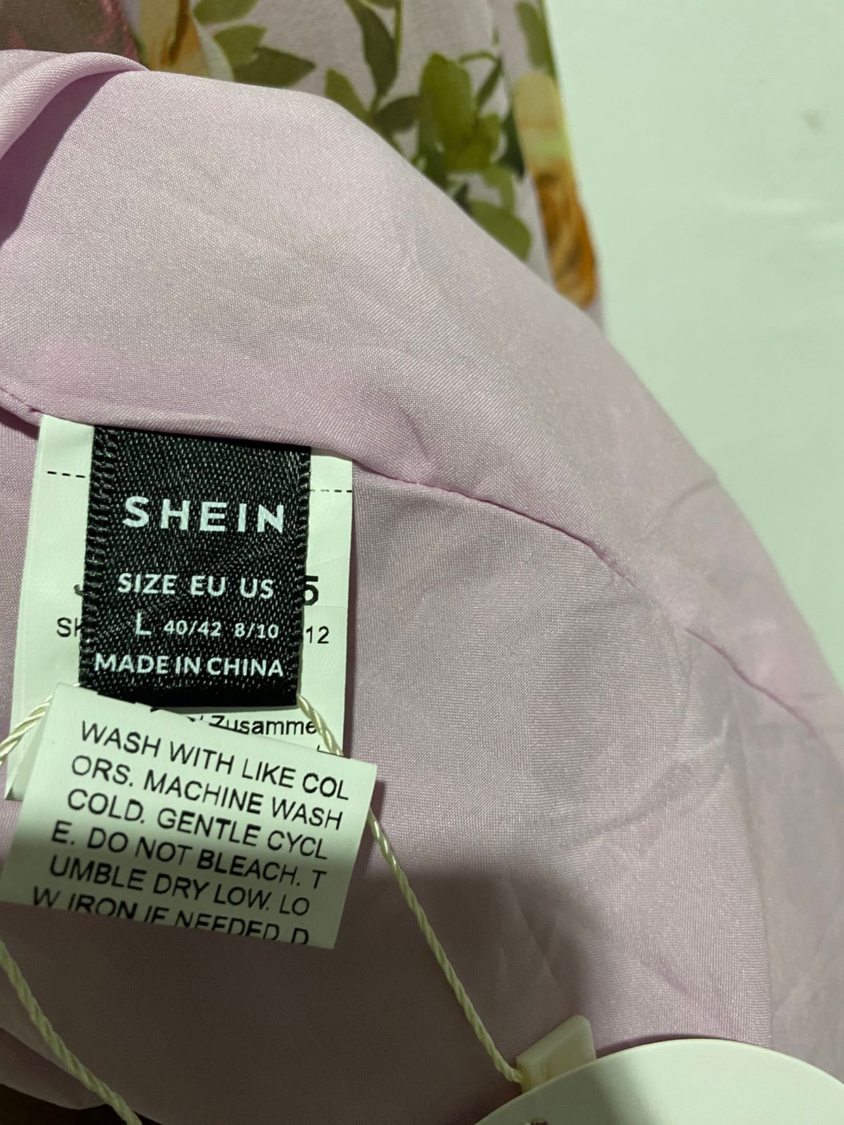 SHEIN VCAY|L|BUST 15|FLORAL PRINT CROSS-BACK RUFFLE MAXI DRESS