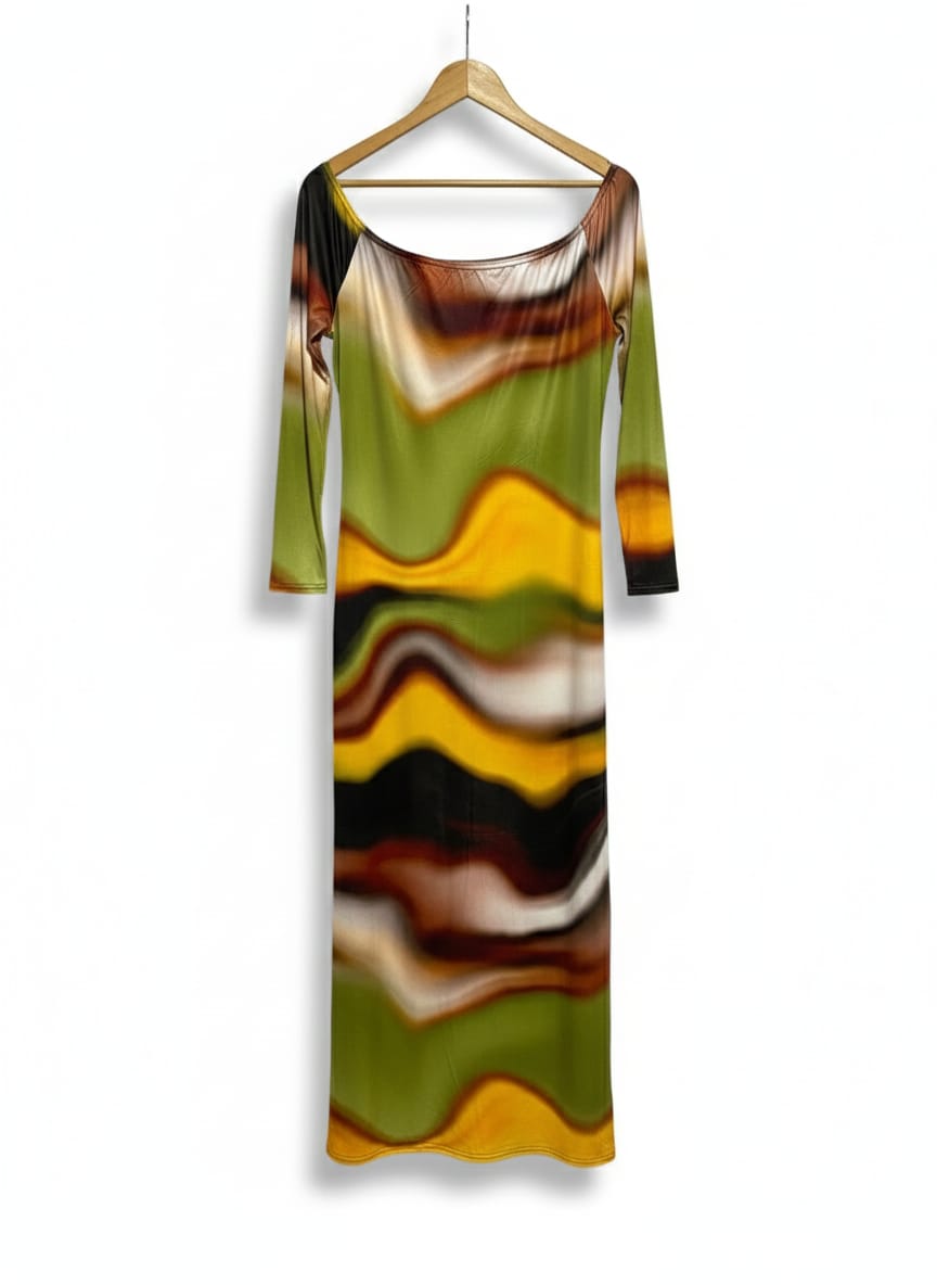 BOOHOO|L|BUST 19| PRINTED FLOWING MIDI DRESS