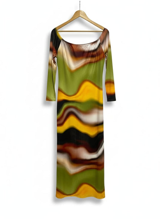 BOOHOO|L|BUST 19| PRINTED FLOWING MIDI DRESS