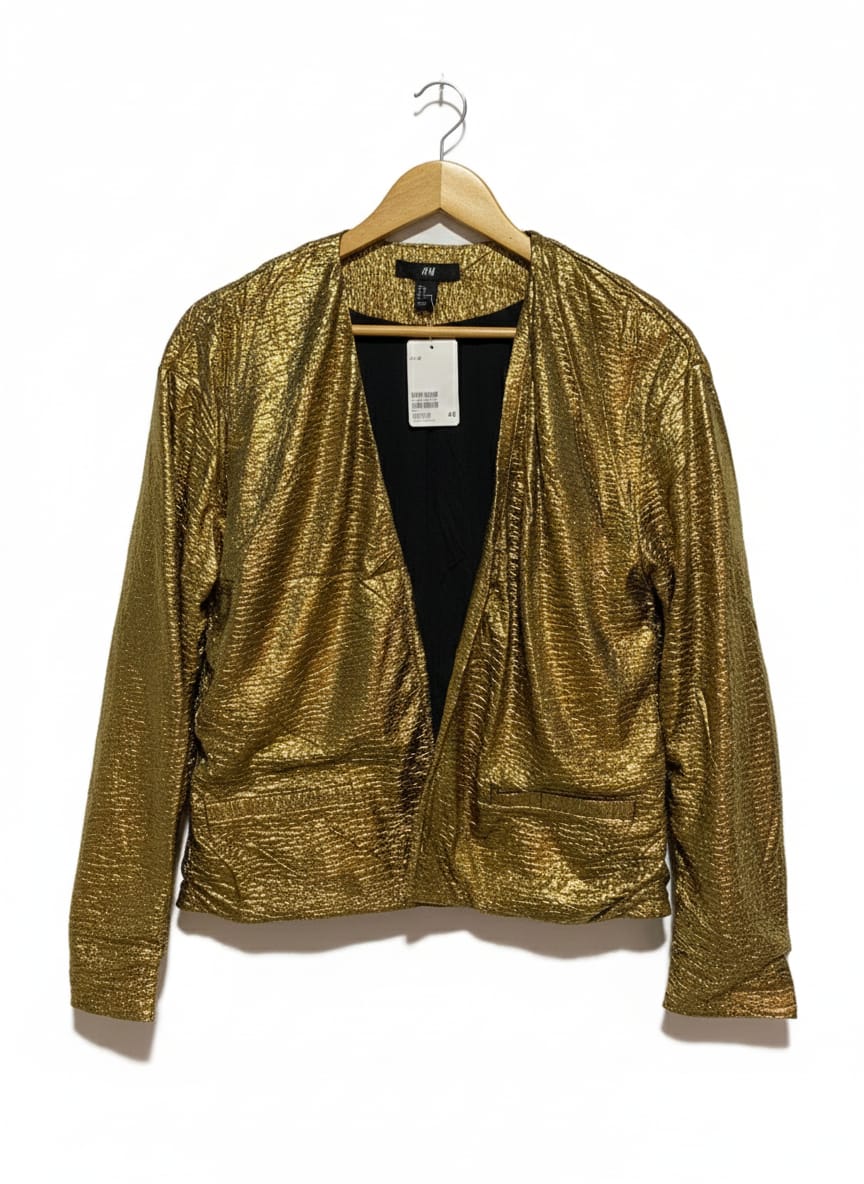 H&M|S/M|BUST 20| WOMENS GOLD CROPPED JACKET