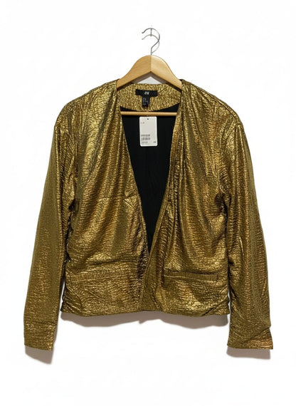 H&M|S/M|BUST 20| WOMENS GOLD CROPPED JACKET