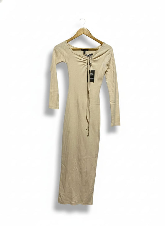 MISSGUIDED |XS|BUST 13|BEIGE TIE FRONT MIDI DRESS