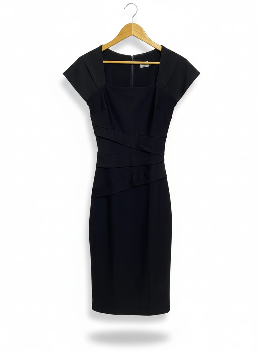 DIVA CATWALK|S|BUST 14|ATHENA BLACK SQUARE NECK SHEATH DRESS