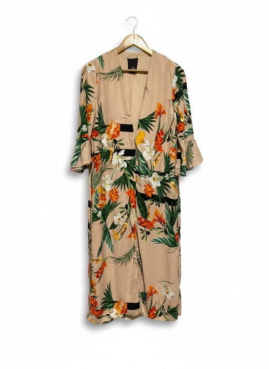 RIVER ISLAND|S/M|BUST 19| PRINTED KIMONO MIDI DRESS