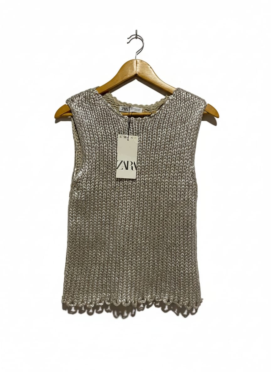 ZARA | M|BUST 14|METALLIC THREAD KNIT TOP