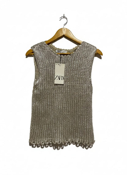 ZARA | M|BUST 14|METALLIC THREAD KNIT TOP