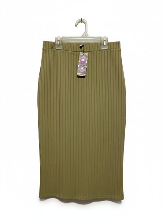 BOOHOO |L/XL|WAIST 28|KHAKI RIBBED PENCIL SKIRT