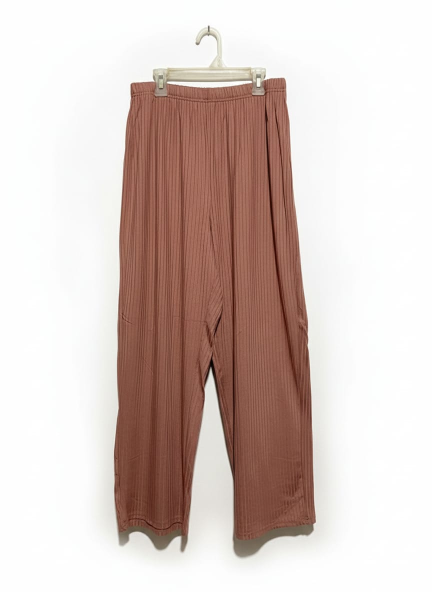 DUSTY ROSE RIBBED WIDE-LEG CULOTTES|L|WAIST 28