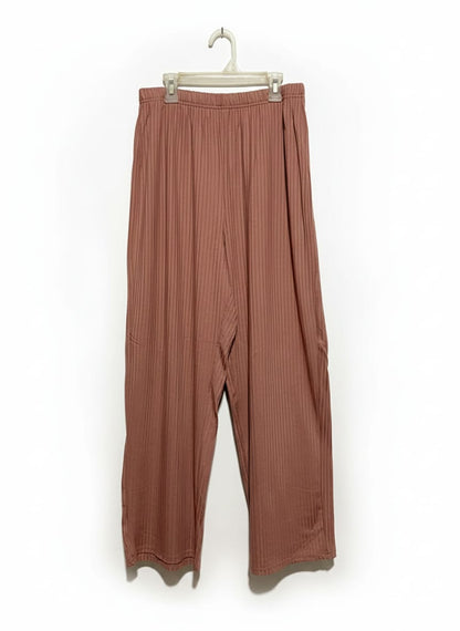 DUSTY ROSE RIBBED WIDE-LEG CULOTTES|L|WAIST 28