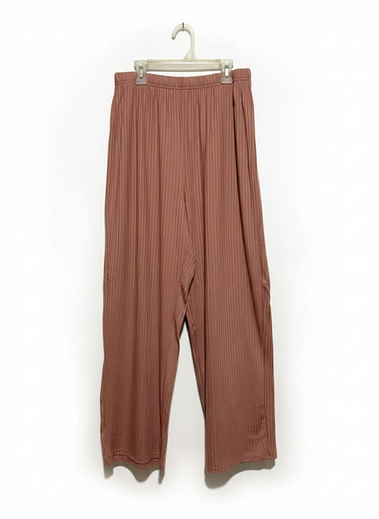 DUSTY ROSE RIBBED WIDE-LEG CULOTTES|L|WAIST 28