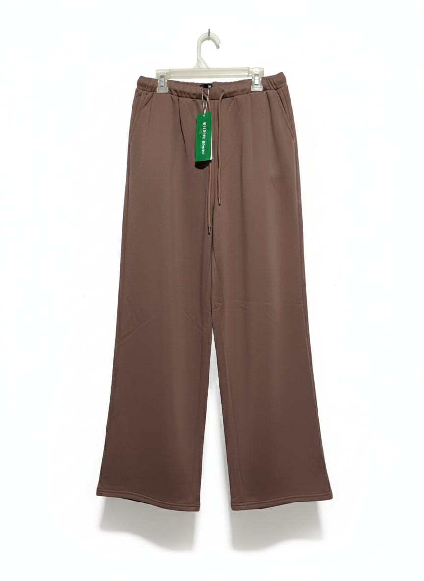 SHEIN|S|WAIST 28|BROWN WIDE-LEG DRAWSTRING TROUSERS