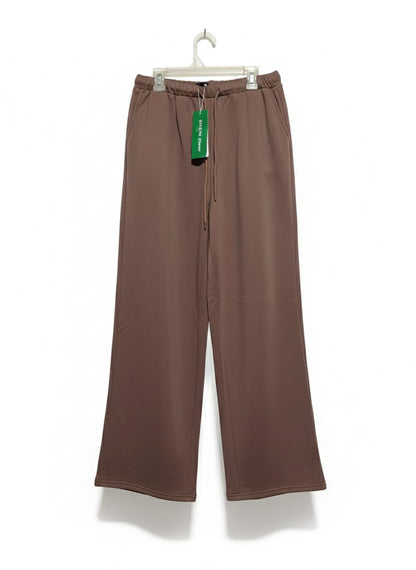 SHEIN|S|WAIST 28|BROWN WIDE-LEG DRAWSTRING TROUSERS