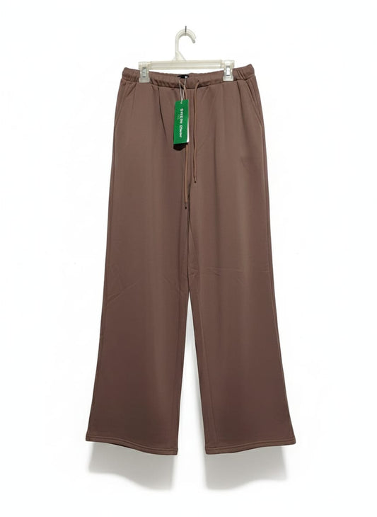 SHEIN|S|WAIST 28|BROWN WIDE-LEG DRAWSTRING TROUSERS