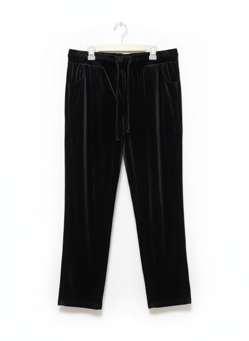 POUR MOI|XL|WAIST 36|BLACK VELVET DRAWSTRING TROUSERS
