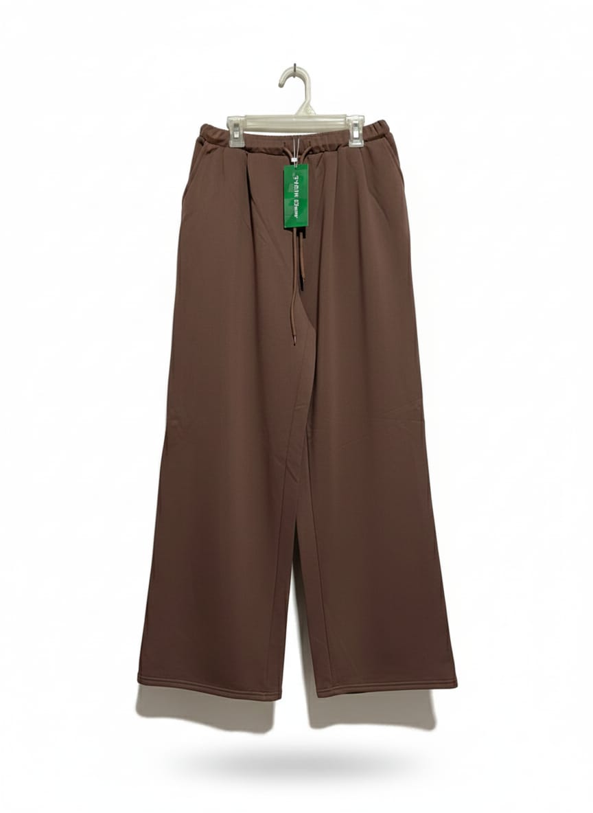SHEIN|S|WAIST 26|BROWN WIDE-LEG DRAWSTRING TROUSERS