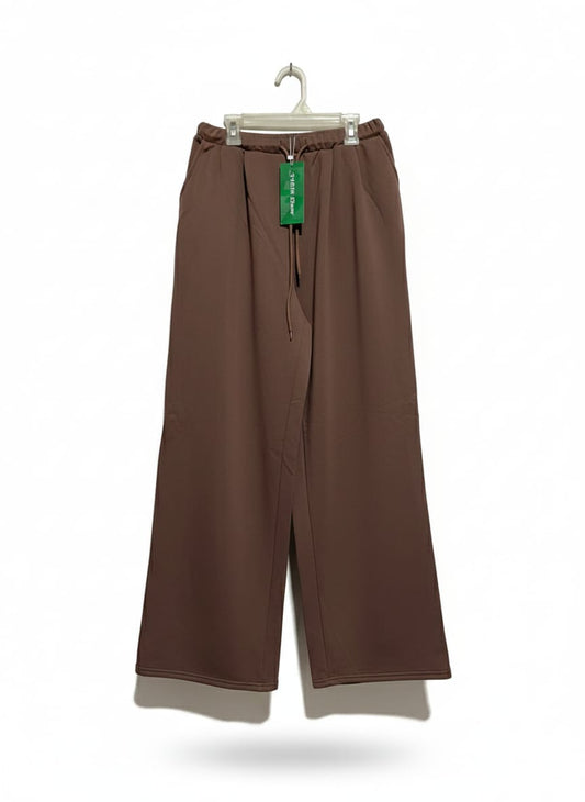 SHEIN|S|WAIST 26|BROWN WIDE-LEG DRAWSTRING TROUSERS