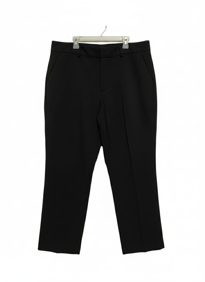 BLACK ANKLE-LENGTH STRAIGHT LEG TROUSERS|L/XL|WAIST 36