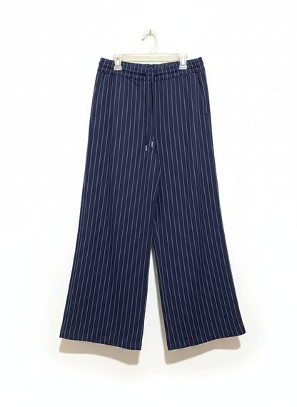 H&M DIVIDED|XS\S|WAIST 28|NAVY BLUE PINSTRIPE WIDE-LEG TROUSERS