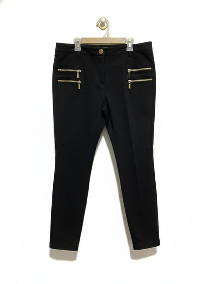 RIVER ISLAND|L|WAIST 32|BLACK ANKLE PANTS WITH GOLD ZIPPERS