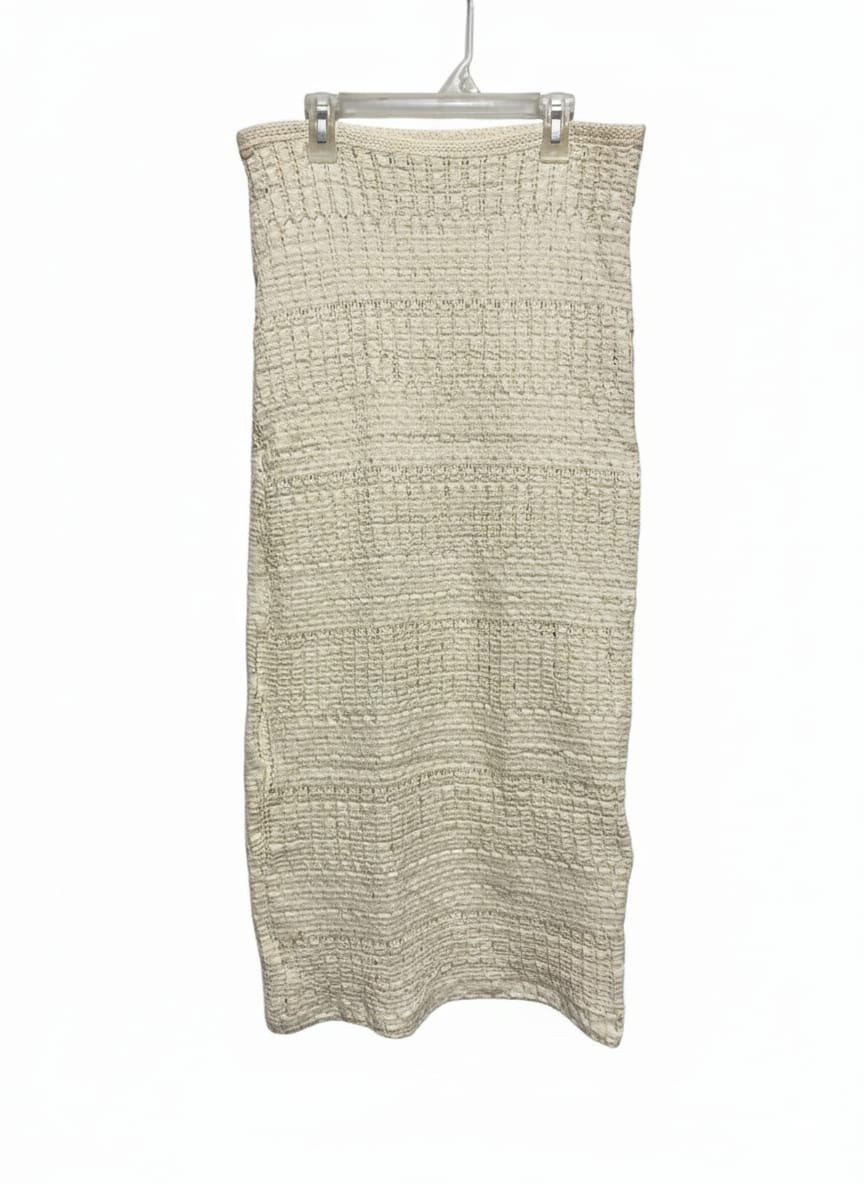 ZARA|L|WAIST 30|CREAM TEXTURED SKIRT