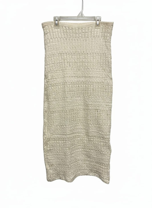 ZARA|L|WAIST 30|CREAM TEXTURED SKIRT