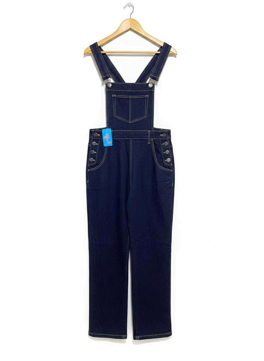 HELL0 BUNNY |M/L|WAIST 32|DARK BLUE DENIM OVERALLS