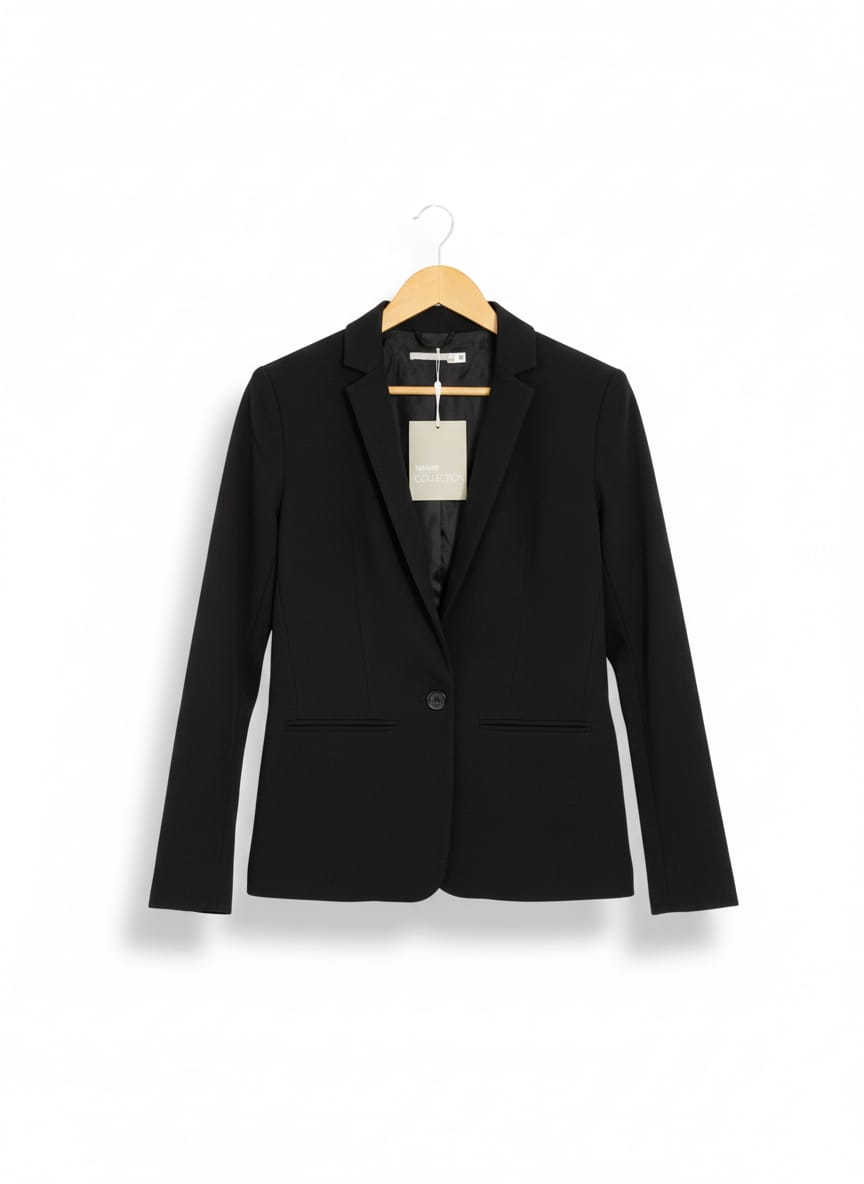 3 SUISSES COLLECTION|S|BUST 19|BLACK SINGLE-BUTTON TAILORED BLAZER