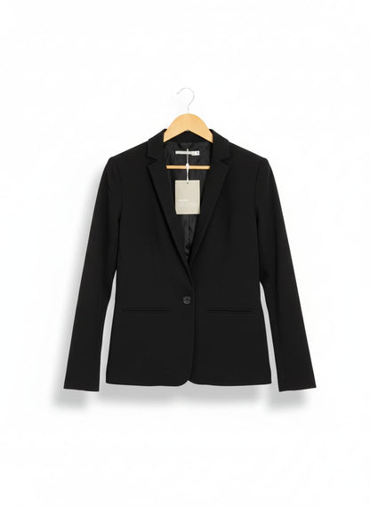 3 SUISSES COLLECTION|S|BUST 19|BLACK SINGLE-BUTTON TAILORED BLAZER