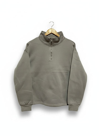 SHEIN|M|BUST 22|GREY RELAXED-FIT HALF-ZIP SWEATSHIRT