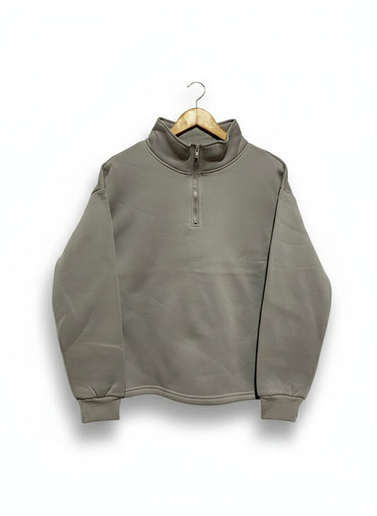 SHEIN|M|BUST 22|GREY RELAXED-FIT HALF-ZIP SWEATSHIRT