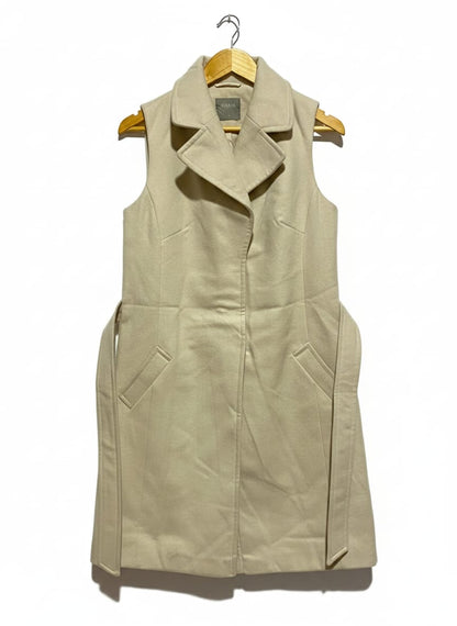OASIS| S|BUST 18|BEIGE LONGLINE SLEEVELESS BELTED JACKET