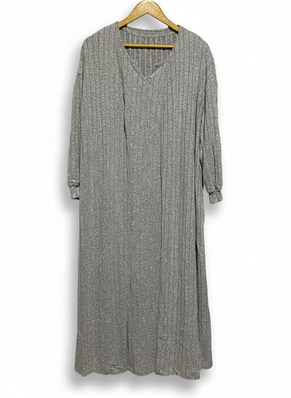 CURVZY|XL|BUST 23|GREY RIBBED DRESS AND LONGLINE SHRUG CO-ORD SET