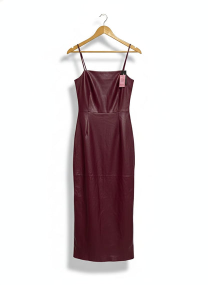 PRETTY LITTLE THING|M|BUST 15|Giselle Faux Leather Slip Midi Dress