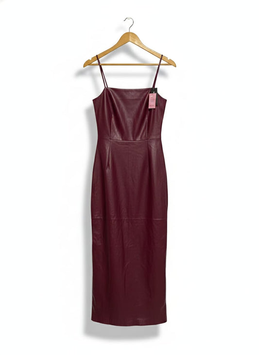 PRETTY LITTLE THING|M|BUST 15|Giselle Faux Leather Slip Midi Dress