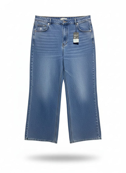 PRIMARK|XXL|WAIST 40|HIGH-RISE, WIDE-LEG CROPPED JEANS