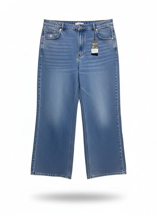 PRIMARK|XXL|WAIST 40|HIGH-RISE, WIDE-LEG CROPPED JEANS