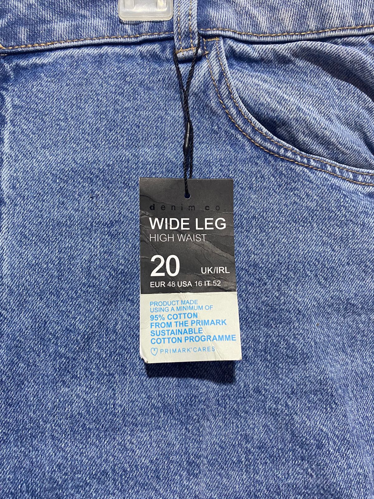 PRIMARK|XXL|WAIST 40|HIGH-RISE, WIDE-LEG CROPPED JEANS